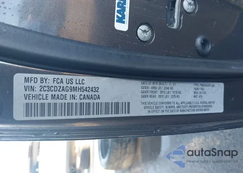 2021 Dodge Challenger Sxt from USA, damaged, VIN 2C3CDZAG9MH542432